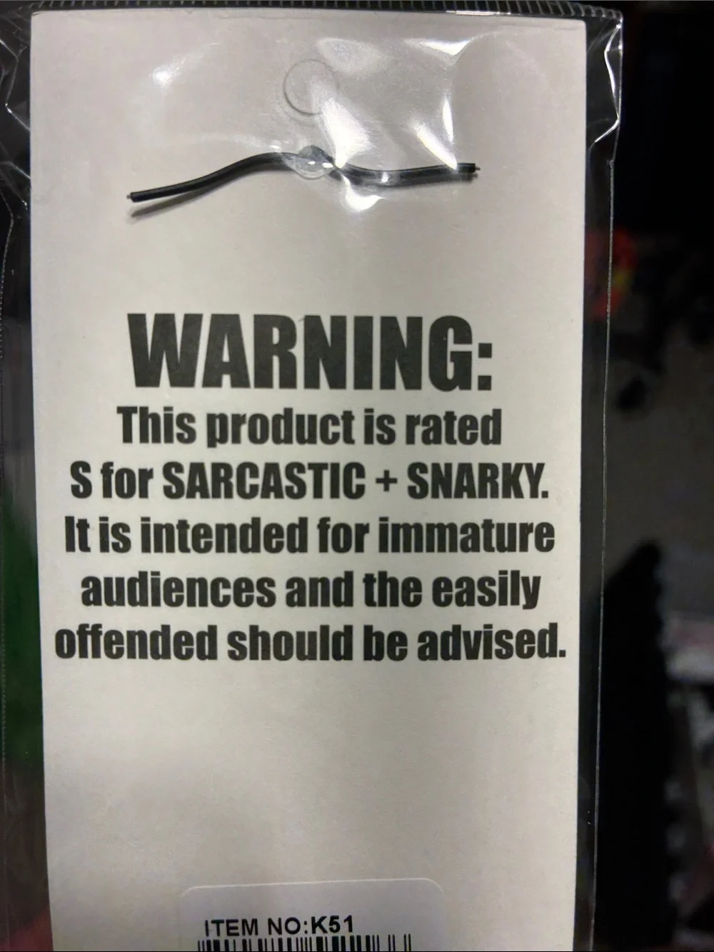 Black Novelty Keychain with Humorous Quote - NEW Sealed Packaging